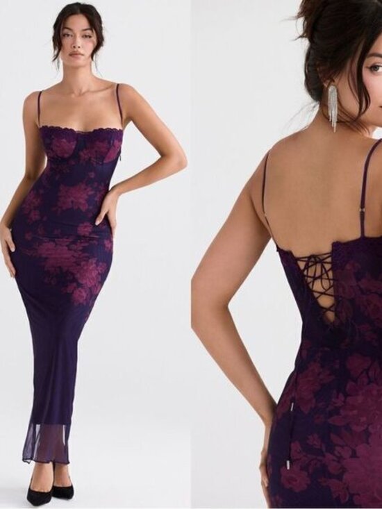 House of CB Dresses & Skirts - HOUSE OF CB AIZA GRAPE FLORAL PRINT MAXI DRESS